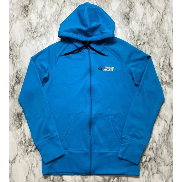 Nike Team NFL Apparel Mens Jacket S Hoodie Full Zip Therma-Fit Carolina Panthers