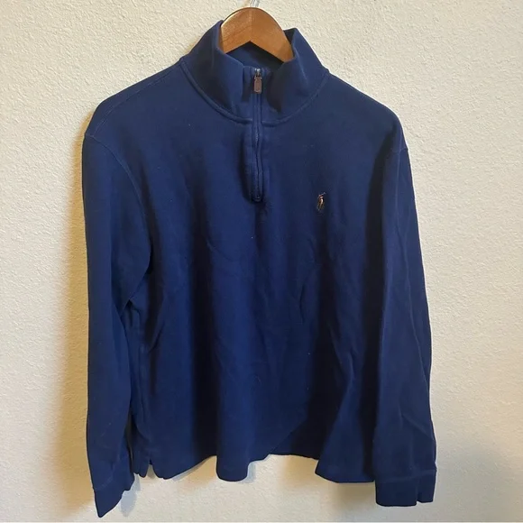 Polo Ralph Lauren Men’s Navy Blue Estate Rib Quarter Zip Pullover