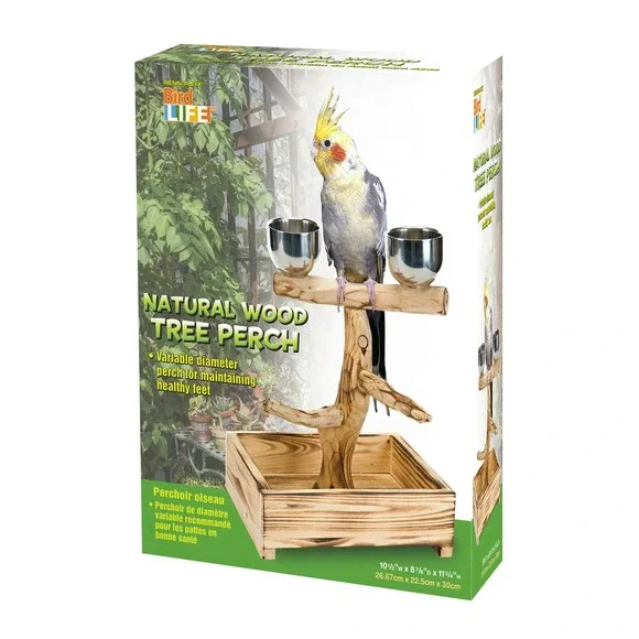 Penn-Plax Bird-Life Natural Wood Tree Perch for Small and Medium Birds, Healthy