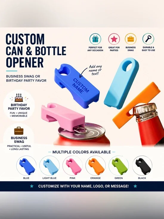 25ct Custom Can Bottle Opener Party Favor Business Swag 3D Print