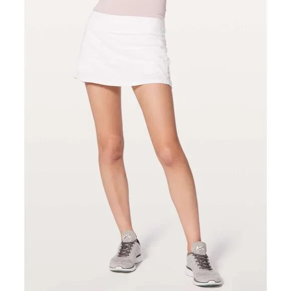 Lululemon women's 8 white‎ first release pace rival skirt athletic tennis golf