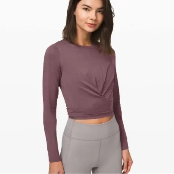 Lululemon size 6 wrap waist heather Purple Long-Sleeve Top athletic