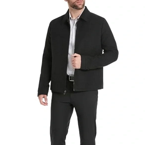 Van Heusen Classic Black Collar Pea Coat, Zip Front, Wool Blend, Size XXL
