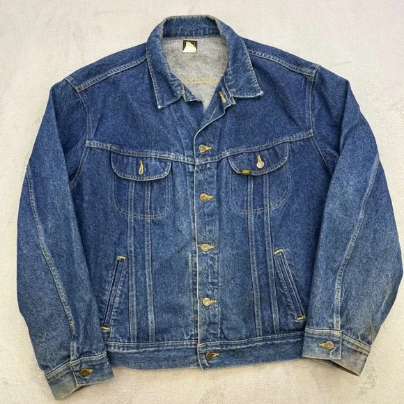 Vintage Lee Denim Jacket Mens 3XL 56R Blue Riders Trucker Made in USA 90s 153438