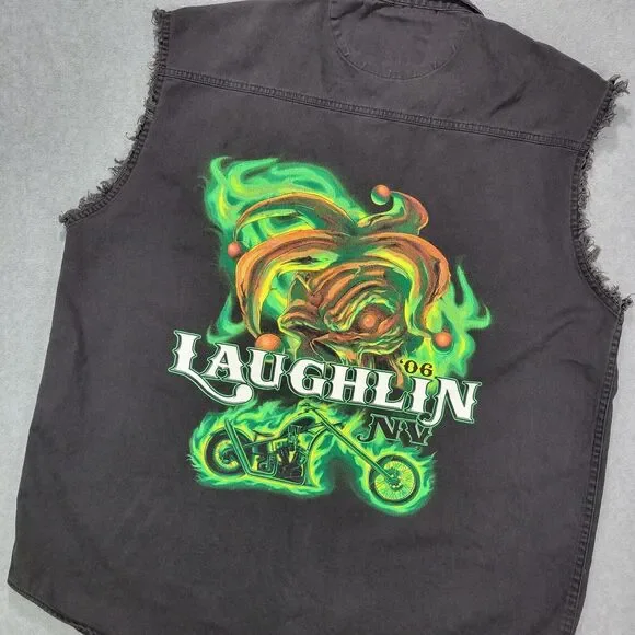 Y2K‎ Laughlin 2006 Laughlin Skull Joker Sleeveless Shirt Vest Size L Vest Biker