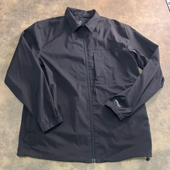H&M Windbreaker Jacket Mens Medium Black CoolMax EcoMade Zip Up Regular Fit