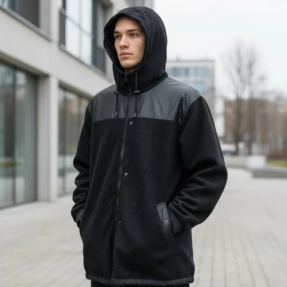 Vintage Illusion Black Reversible Waterproof Hooded Jacket Men's Size‎ XXL NEW