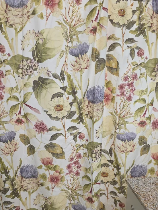 Pottery Barn Floral Shower Curtain in Green, Yellow, Purple
