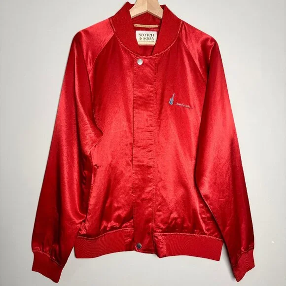 Scotch & Soda Souvenir Amsterdam Red Bomber Jacket Sz M