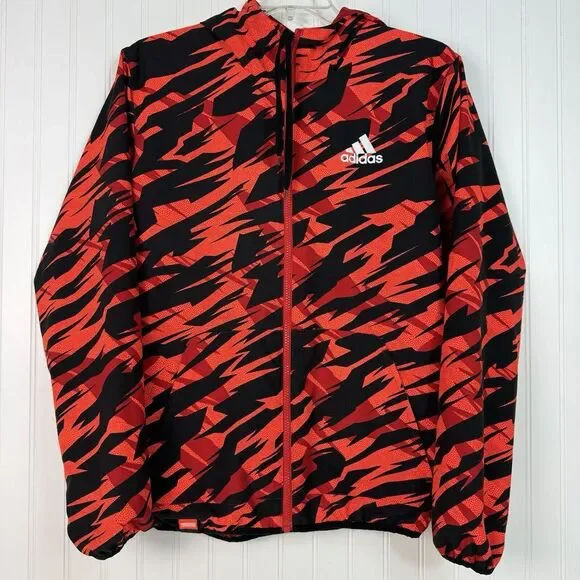 Adidas Jacket Mens S Red Logo Basketball‎ Windbreaker Reversible Pockets