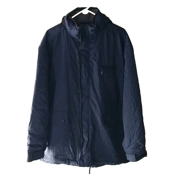 VTG GH BASS Hooded Insulated Lined Navy Blue Full Zip Jacket Coat Large 32