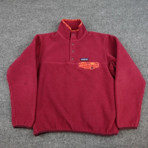 Patagonia Aztec Synchilla Snap T Jacket Mens Medium Red Fleece Pullover 25455