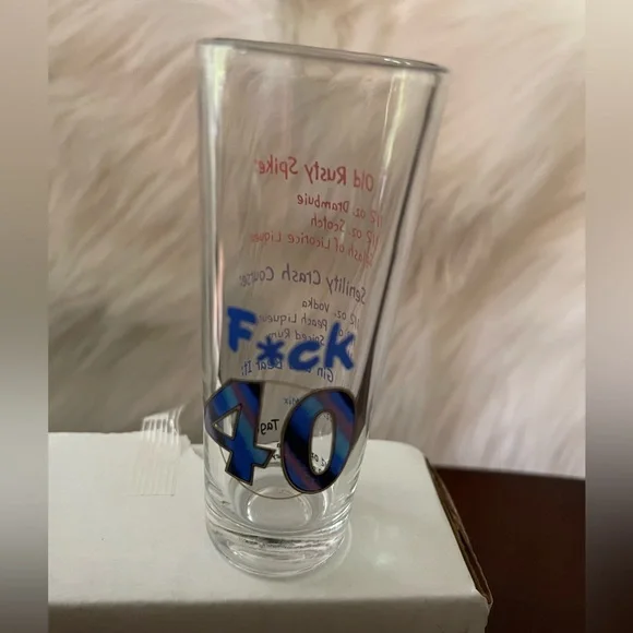 F*CK 40 Clear Glass Shot Glass 2oz With Shot Recipes Other Side