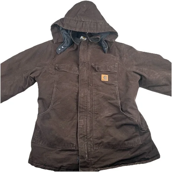 Mens XL TALL XLT Carhartt C26 DKB Chore Coat Jacket w/ Detachable Hood A148 DKB