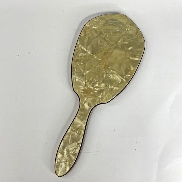 Vtg Keystone Art Deco Vanity Plastic‎ Celluloid Dresser Hand Mirror Pearlized