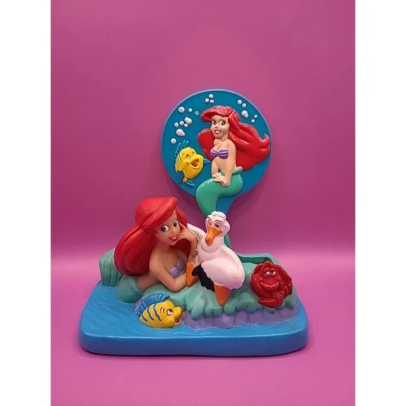 Vintage Little Mermaid 90s Lot Soap‎ Dish Holder And Mirror