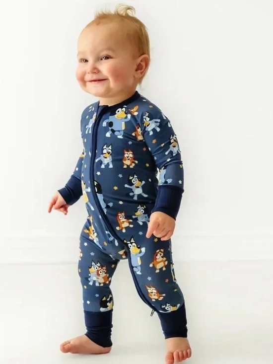 Little Sleepies Bluey Bamboo Zippy Pajamas One Piece Blue Size 6-12 months