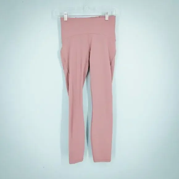 Lululemon Size 4 Pink Train Time 7/8 Length Mesh Detail Pull On Active Leggings