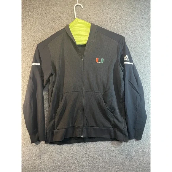 Miami  Hurricane  Adidas  FGull Zip  Jacket Mens XL  Black