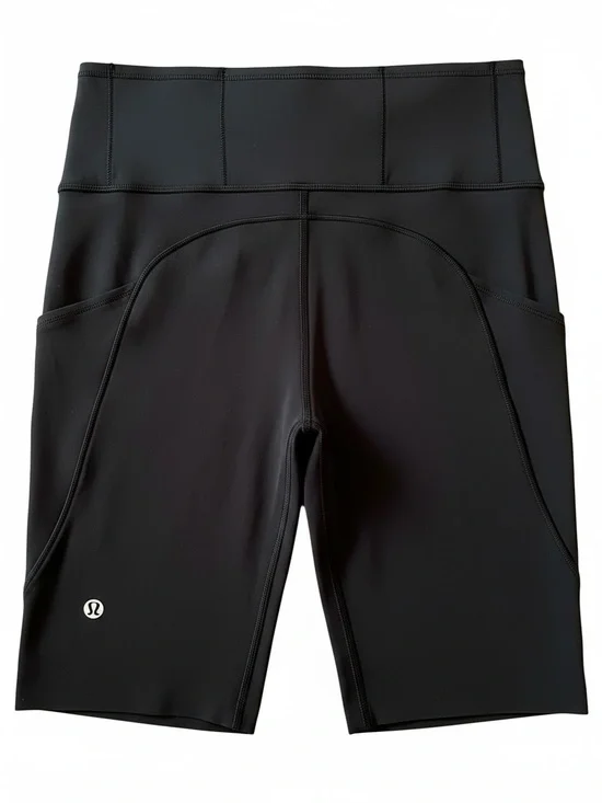 Lululemon Invigorate Everlux Black High-Rise Shorts Multi Pockets | EUC
