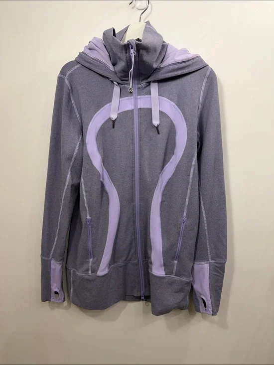 Lululemon Stride Full zip jacket purple stripes size 12
