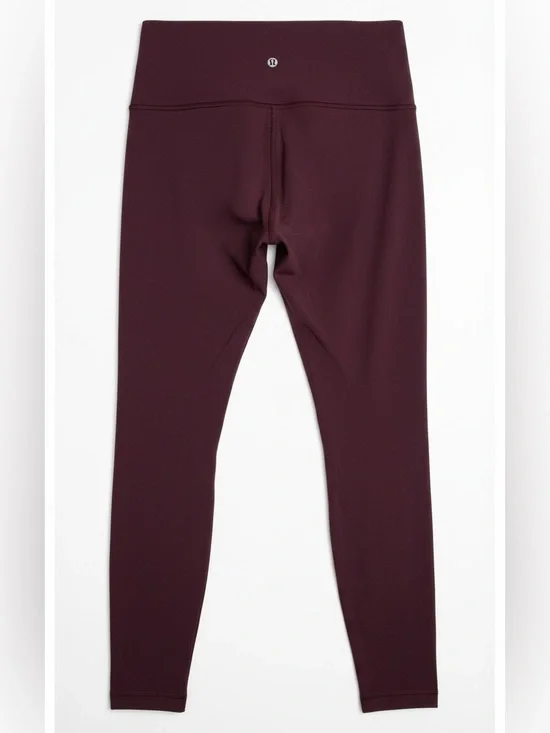 Lululemon Sz 8 High-Rise Wine Lux Soft Leggings Key Pocket 27” Long | EUC