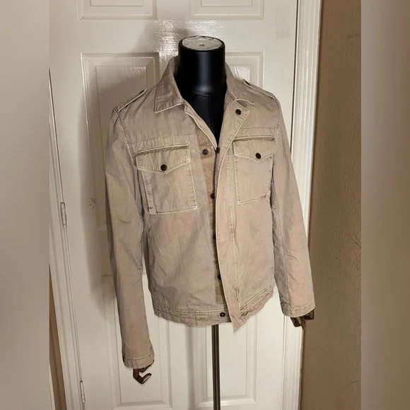 Vintage Banana Republic Tan Safari Utility Jacket 100% Cotton Mens Small​​