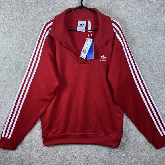 Adidas Funnelneck TT Track Top Mens Small Red Originals 3-Stripes JN5214 NEW‎