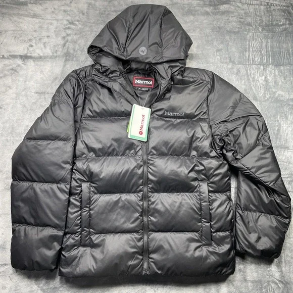 Marmot Guides Down Hooded Jacket Puffer Black Mens Size Medium (M) M16229 NEW