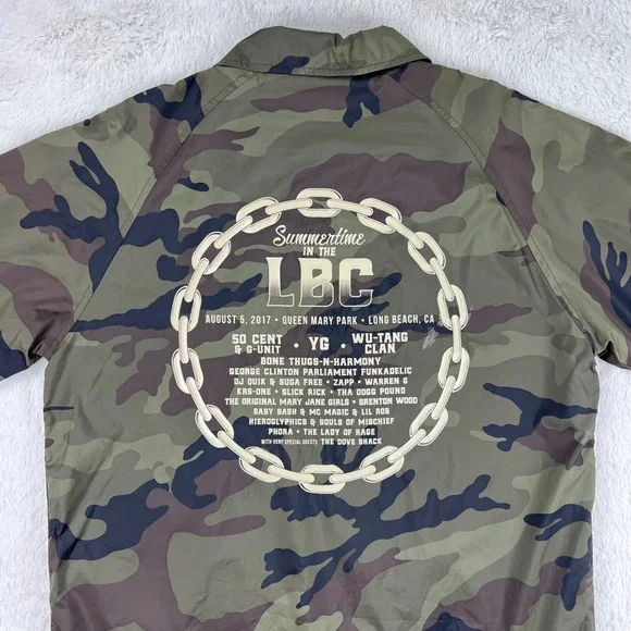Music Festival Camo Jacket Men's LARGE Summertime In The LBC 2017 Wu-Tang 50