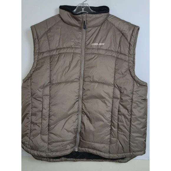 Can-Am BRP Mens Taupe Brown Ripstop Insulated Puffer Vest 286287 2XL New No Tag‎