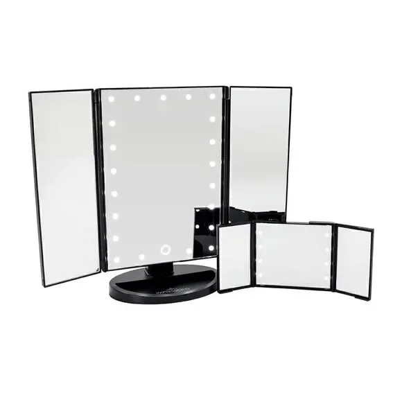 Impressions Vanity Touch and Go Trifold Mirror Bundle in Matte Black