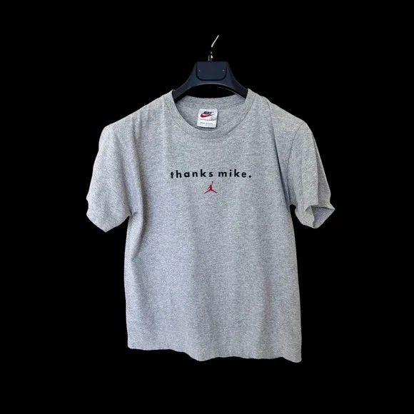 Vintage Nike Jordan Thanks Mike T-Shirt Youth Large Gray 90s Jumpman