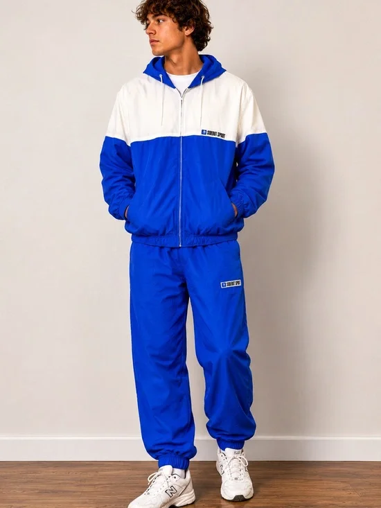 Vintage Sideout Sport Nylon Windbreaker Track Suit Set Jacket M Pant S Retro