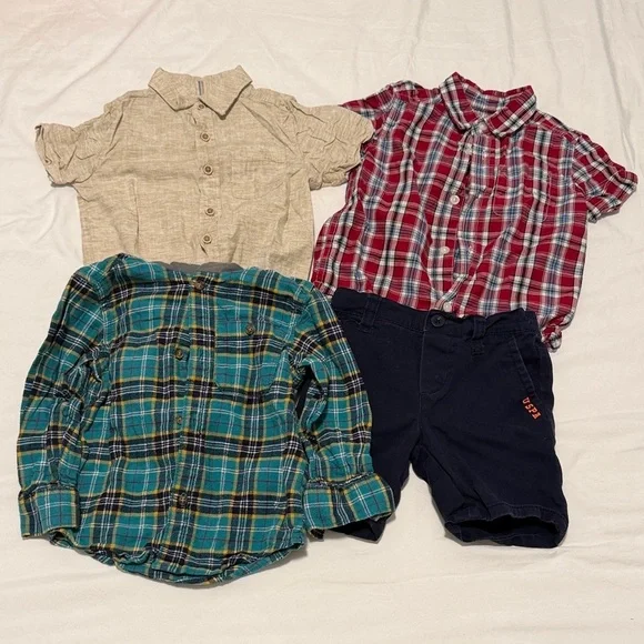 Plaid and Solid Kids Shirt Set 24months