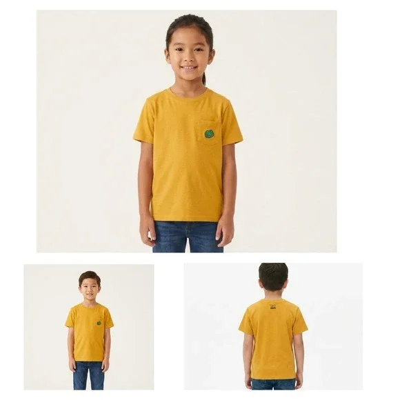 Disney Pixar CacoToy Story T-Shirt Kids S Mustard Yellow Cotton Chest Pocket Tee