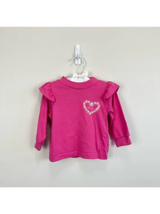Vintage Lee Long Sleeve Pink Ruffle Shirt 12 Months USA