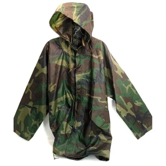 Vietnam Era Military Orc Indus.  Wet Weather Parka Rain Coat & Hood - Small-Med