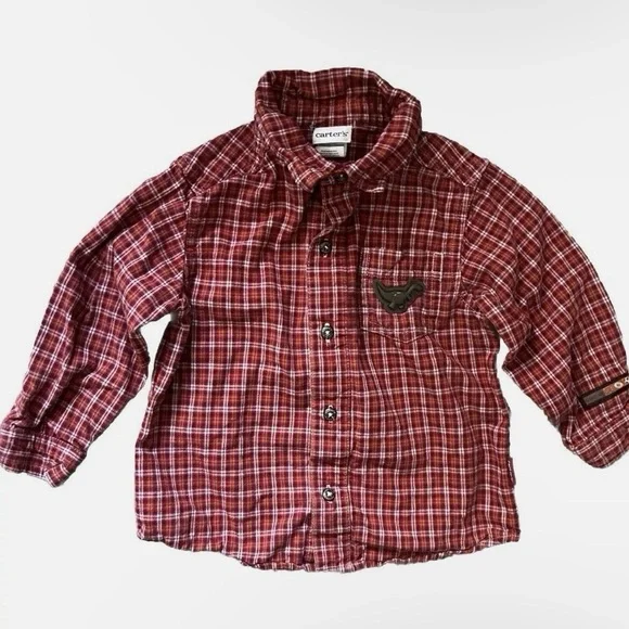 Boys Carter’s Vintage Plaid Button Down Shirt Size 3T