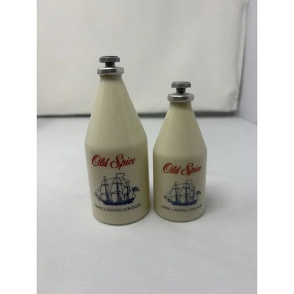 Vintage Old Spice Orignial Milk Glass After Shave Long Lasting 2 Star Tops Empty
