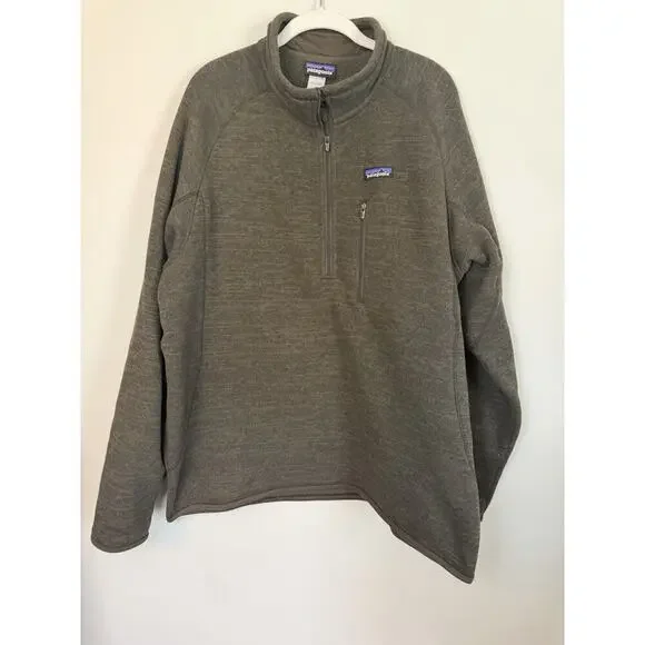 Patagonia Better Sweater Quarter Zip Fleece Jacket Heathered Brown Mens Sz M