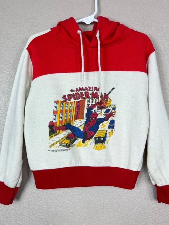 80’s Vintage Spiderman Hoodie Single stitch sweatshirt graphic character retro E