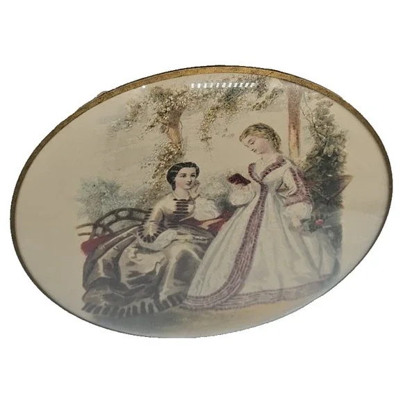 Convex‎ Round Bubble Glass Picture Victorian French Fashion La Mode Illustree