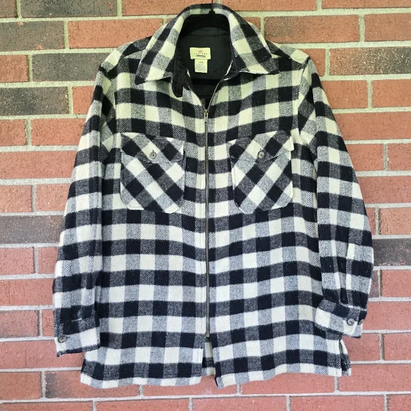Vintage Limited America Buffalo Check  Wool Blend Shacket Black & White XS 90s