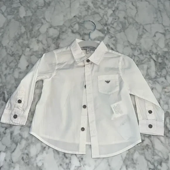 EMPORIO ARMANI BABY WHITE BUTTON SHIRT 9M
