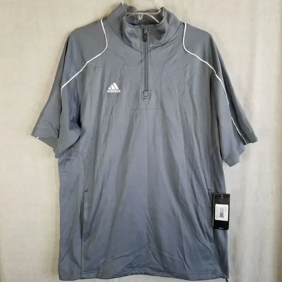 NWT‎ Adidas Mens Medium Hot Jacket Game Day 1/4 ZIP Lead Gray Performance Poly