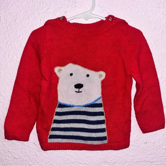 Baby Boden Red Sweater with Animal Design