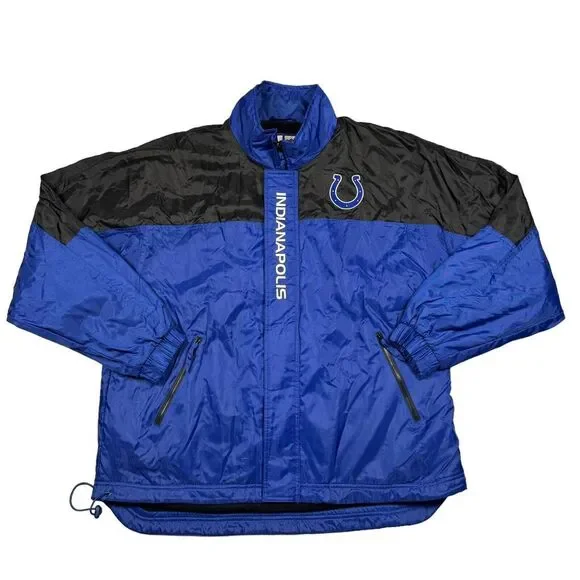Indianapolis Colts Jacket Men's Large Vintage Game Day Full Zip‎ Coat NFL Blue