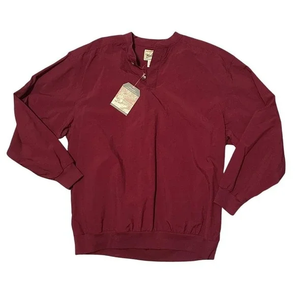 Woolrich Mens Large Pullover Jacket Burgundy Snap‎ Neck Lightweight Outdoor
