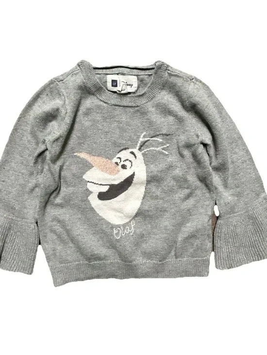 Baby Gap Disney Frozen Olaf Grey Crewneck Sweater Size 2T Elsa Ana
